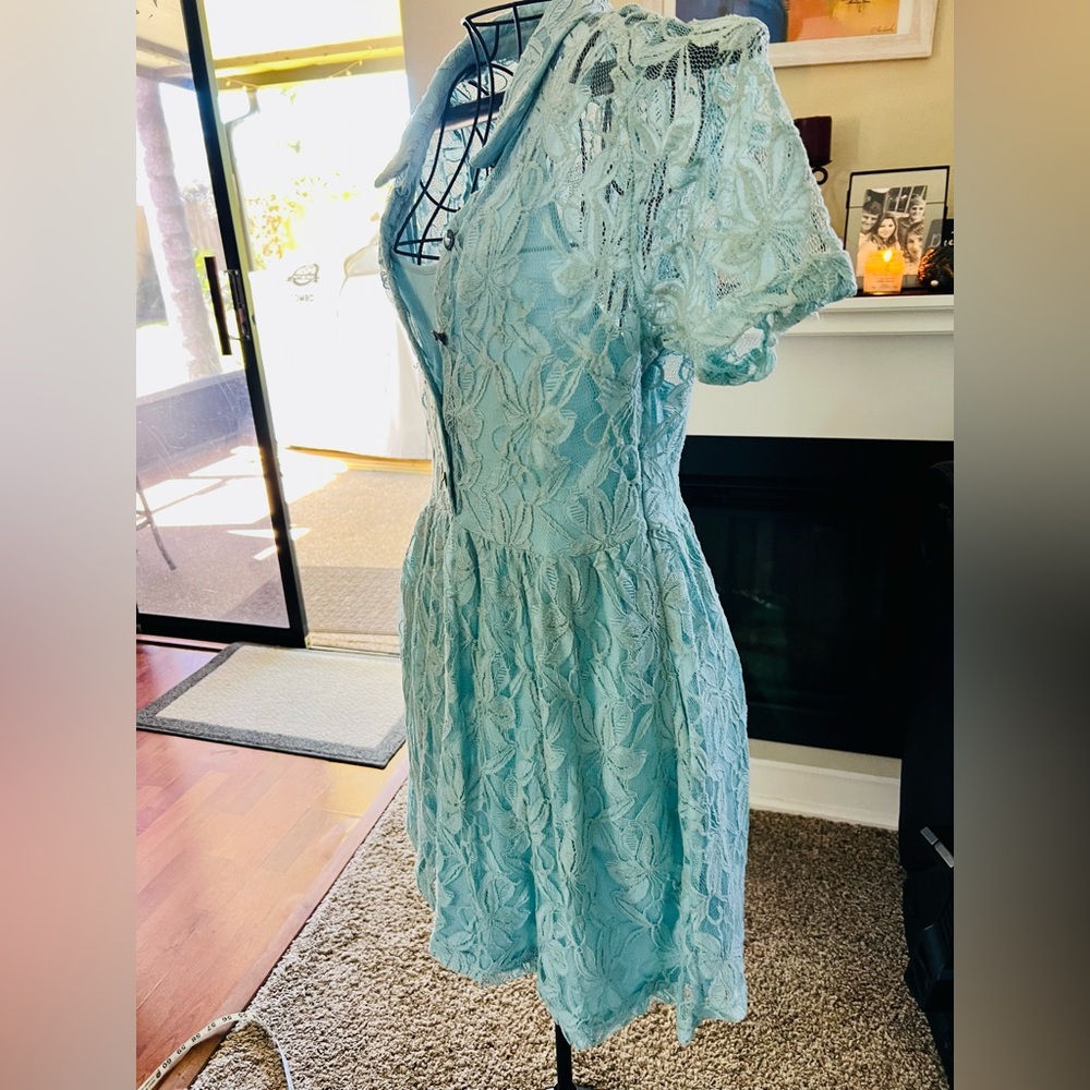 Blue Flutter Sleeve Midi Sundress for Wedding Guest